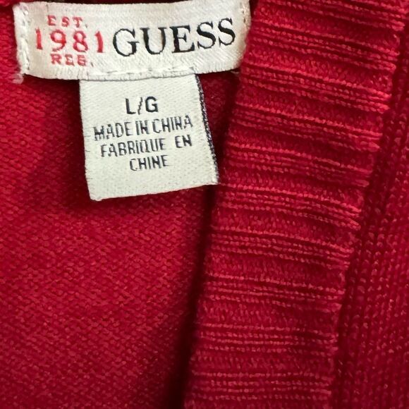 Guess Women's Y2K Cherry Red Zip Up Rhinestone Hoodie Size Large - Picture 8 of 8